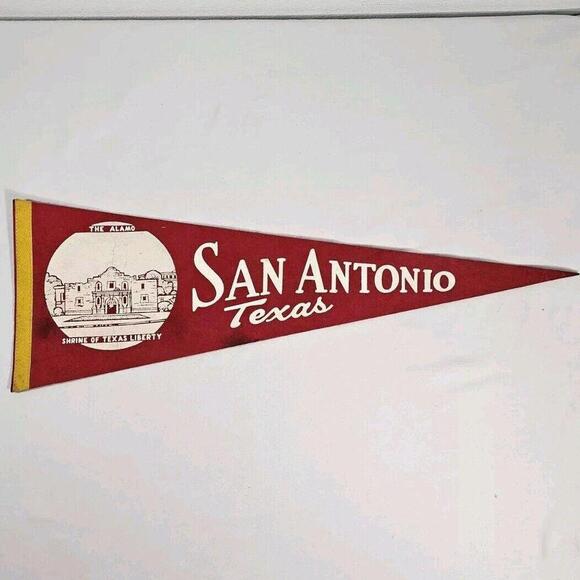 Vintage 1960's Alamo Shrine Of Texas Liberty Pennant San Antonio 27" - Picture 1 of 9